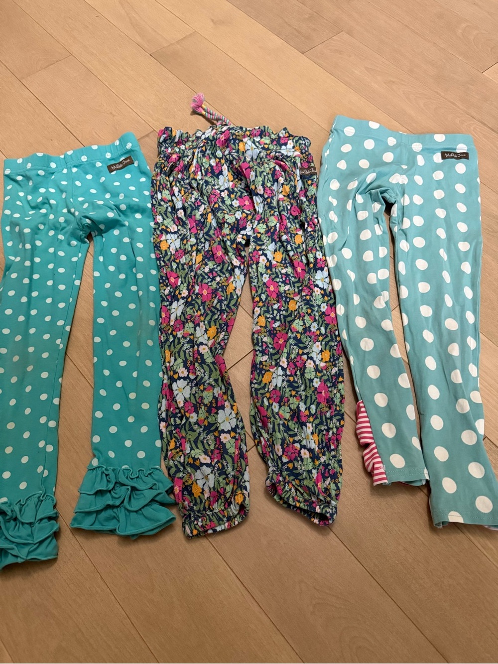Matilda Jane Teal Polka Dot Leggings with White Dots